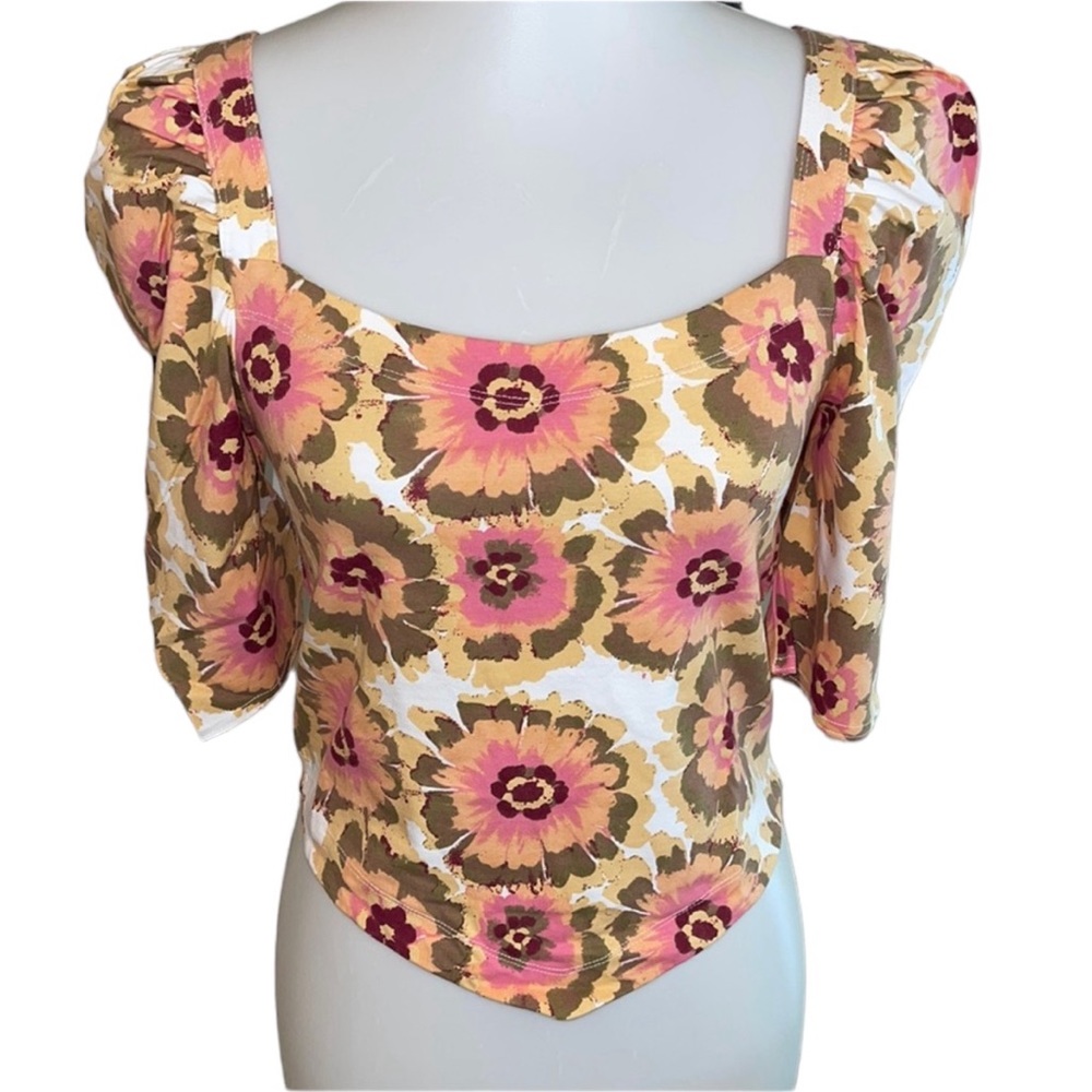 Free People Floral Crop Top Size Medium NWT - Picture 3 of 15